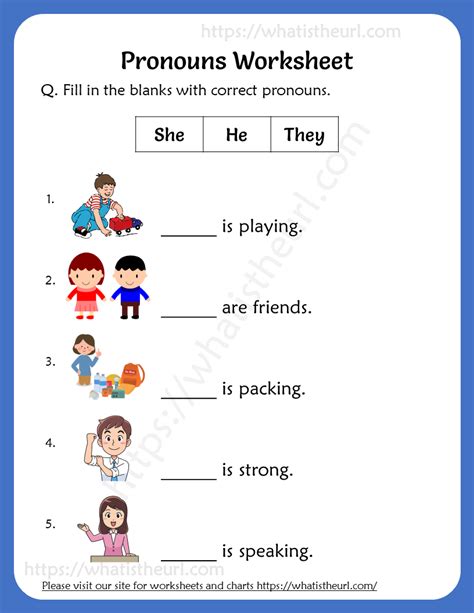 Pronouns worksheets for 2nd grade
