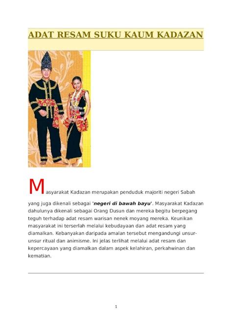 Docx Adat Resam Suku Kaum Kadazan Dokumen Tips