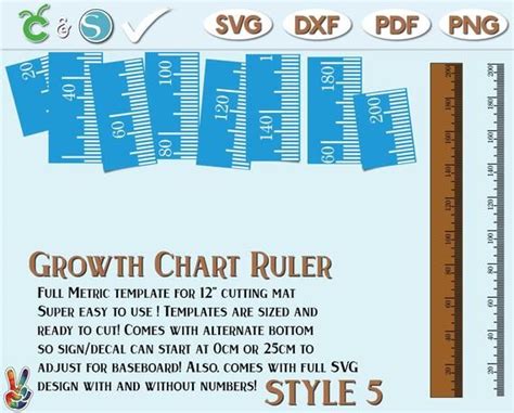 Growth Chart Ruler Stencil File Metric Imperial Svg Dxf Etsy