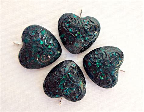 Handmade Green Jewel Enamel Heart Pendants By Glitteramacrafts On