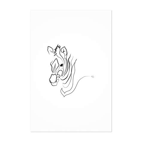 Clipart animal black and white. Noir Gallery Zebra Minimal Animal Line Drawing Unframed Art Print/Poster (11 x 14) | Animal line ...