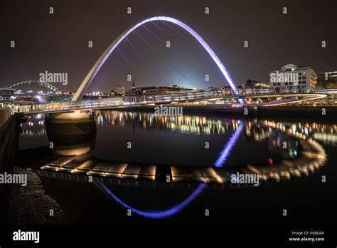 The Newcaste Upon Tynegateshead Quayside At Night Showing The