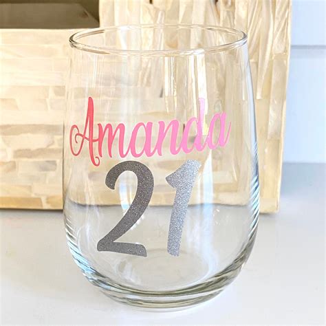 21st Birthday Wine Glass Personalized 21st Birthday Glass 21st Etsy 21st Birthday Glass
