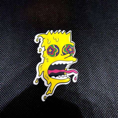 Psychedelic Bart Simpson Sticker Trippy Sticker The Etsy