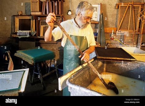 preparation of the pulp traditional paper-making workshop of Mr Gouy ...
