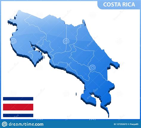 Highly Detailed Three Dimensional Map Of Costa Rica Administrative