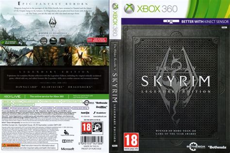 The Elder Scrolls V Skyrim Legendary Edition Dvd Cover Xbox Pal