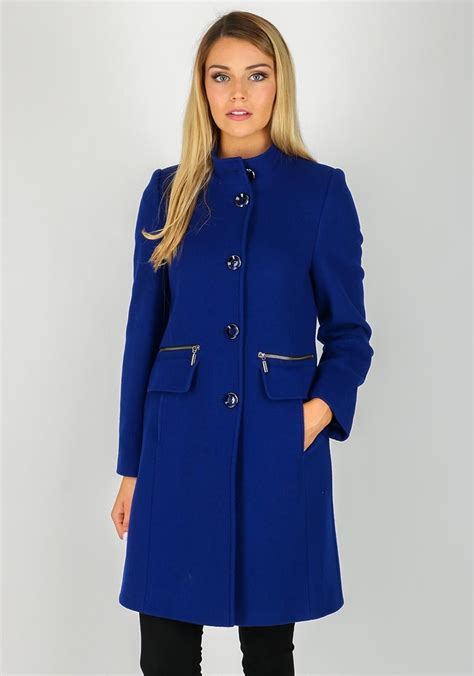 Christina Felix Zip Trim Wool And Cashmere Coat Royal Blue Cashmere