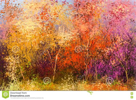Oil Painting Colorful Autumn Landscape Background Stock