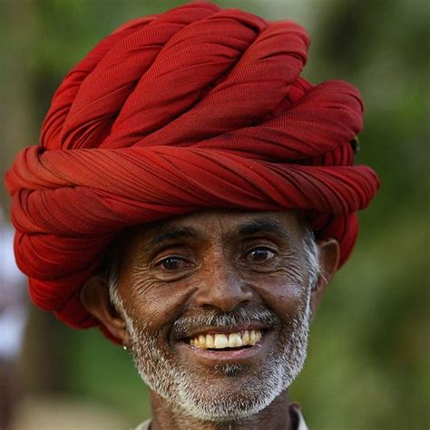 Rajasthan Red Portrait Indian Face People Of The World