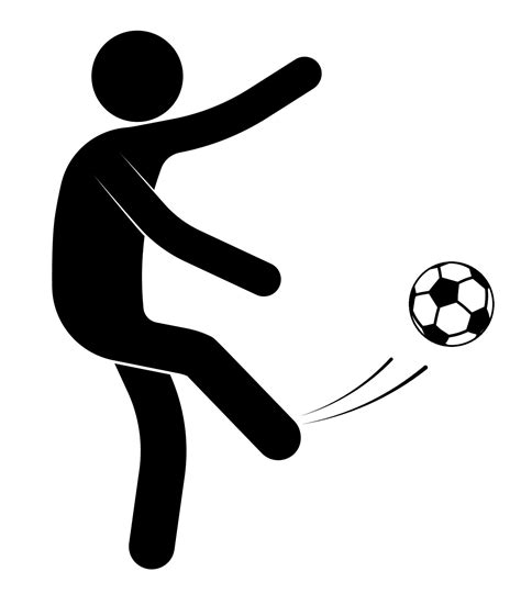 Stick Figure Man Is Playing Soccer Kicked The Ball Team Sports