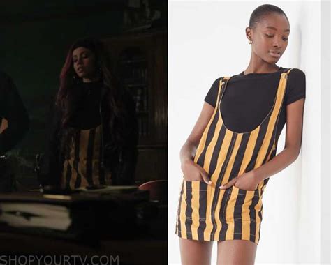 Riverdale Season 3 Episode 14 Tonis Yellow Striped Overall Dress