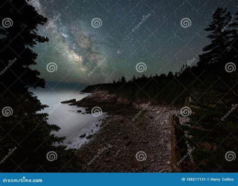 Milky Way Over Acadia National Park In Maine Stock Image Image Of