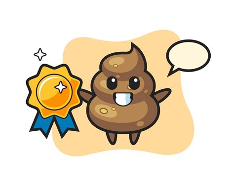 Poop Mascot Illustration Holding A Golden Badge 3301846 Vector Art At
