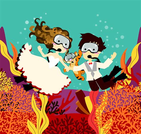 Scuba Diver Couple Illustration On Behance
