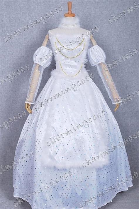 Alice In Wonderland Movie White Queen Dress Cosplay Costume By