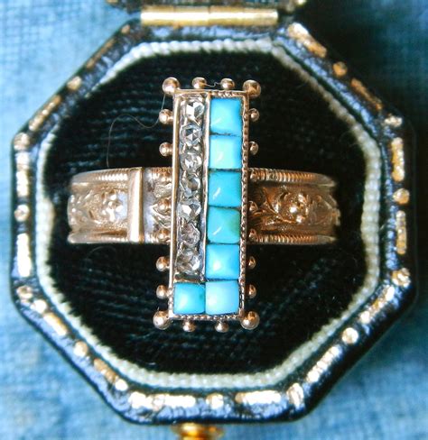 Antique Victorian Turquoise And Rose Cut Diamond Ring