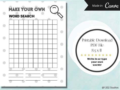 Make Your Own Word Search Diy Word Search Printable Download Word