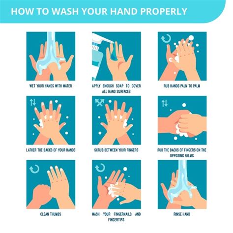 Free Vector Steps To Hand Washing For Prevent Illness And Hygiene