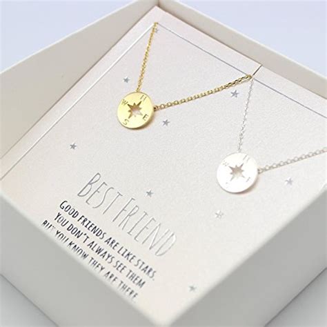 Whether you are a friend, parent, sister, or boyfriend, these gifts will be used over and over and will remind her of the amazing support group she has in this new phase of her life. compass necklace, Best friend necklace for 2, BFF Necklace ...
