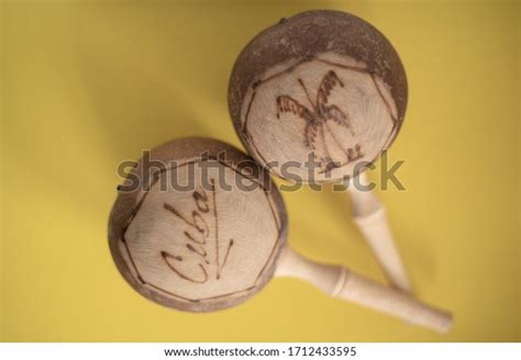 Cuban Maracas Traditional Musical Instrument Isolated Stock Photo