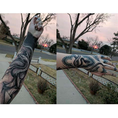 Started My Sleeve Snakes And Wrist Blackout Done By Joao Bosco From