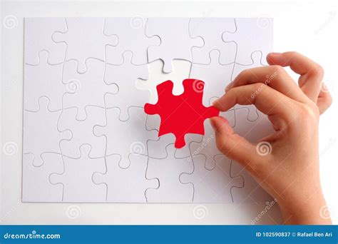 Young Girl Placing The Last Puzzle Piece Stock Image Image Of Match