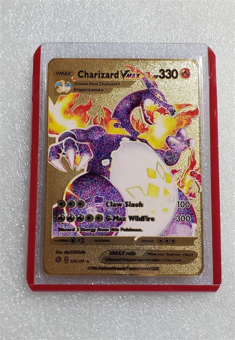 Pokemon Charizard Vmax 74 Hyper Rainbow Rare Full Art Gold Etsy