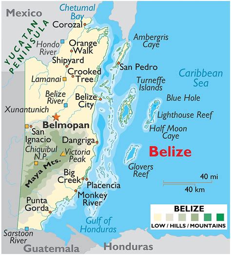Large Detailed Road And Physical Map Of Belize Belize