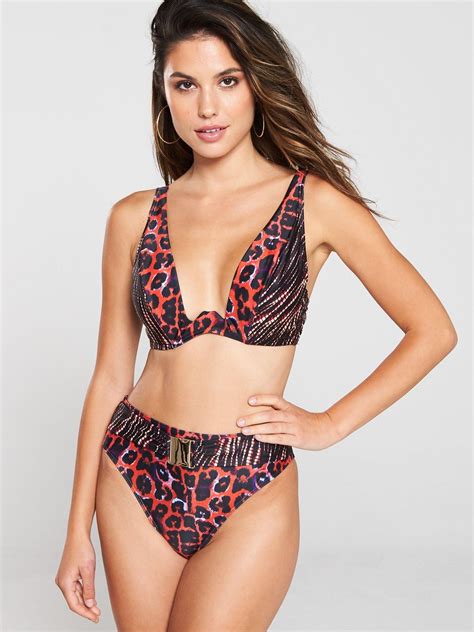 Tie Dye Underwired Bikini Top Leopard Print High Waisted Bikini