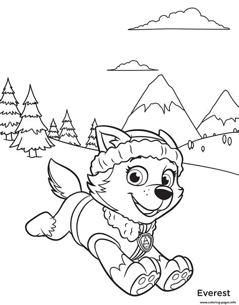 Free Printable Paw Patrol Coloring Pages Paw Patrol Everest Sky Paw