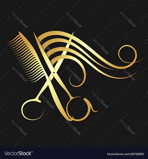 Hairdressing Scissors And Comb With Hair Vector Image
