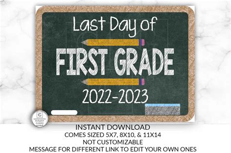 Last Day First Grade Sign Printable Class Memory Prop Poster Etsy