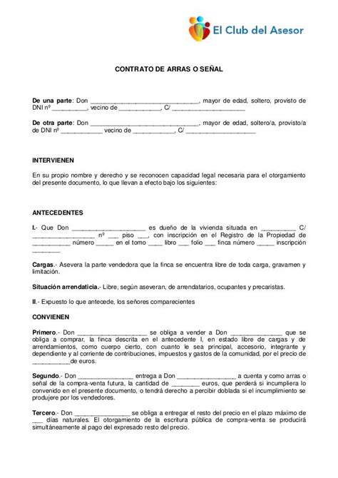 Modelo Contrato Arras Penitenciales Cataluña Actualizado Agosto 2022