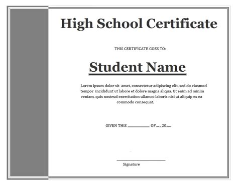 11 High School Certificate Templates Free Certificate Templates In