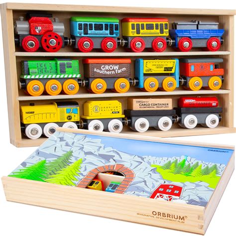 Buy Orbrium Toys 12 20 Pcs Wooden Train Cars For Kids Dual Use