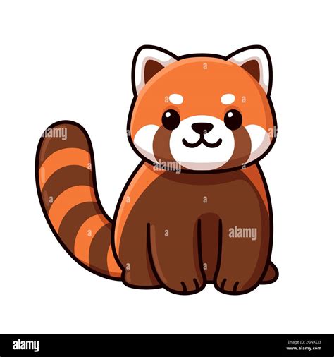 Cute Cartoon Red Panda Character Drawing Kawaii Vector Clip Art