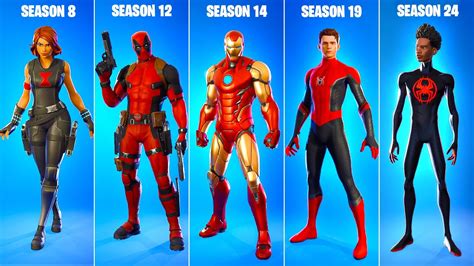 Evolution Of Marvel Series Skins In Fortnite Chapter 1 Season 8