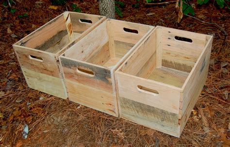 Three Wood Crates Recycled Pallet Wooden Crate Unfinished