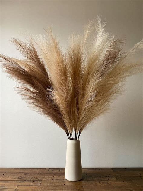 Artificial Pampas Grass 3pcs Reed Plumes 43 Branch Etsy