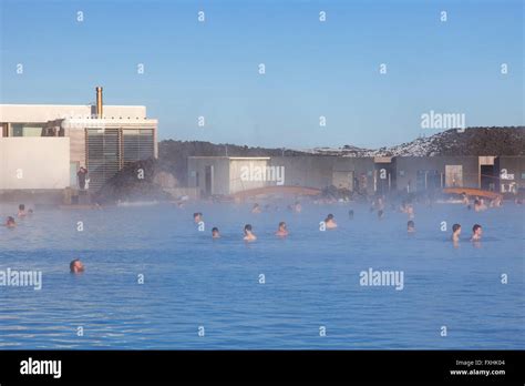 Tourists Bathing In Blue Lagoon Rich In Minerals Like Silica And