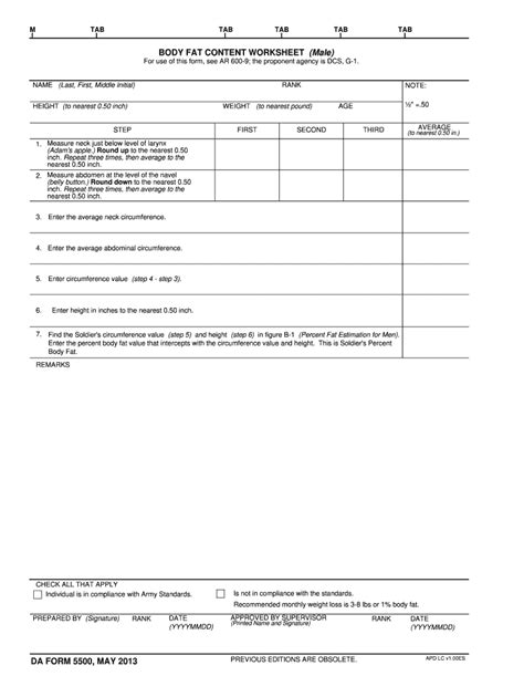 Army Height And Weight Form Fillable Printable Forms Free Online