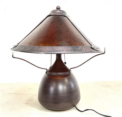 Lot Mission Style Table Lamp W Mica Shade