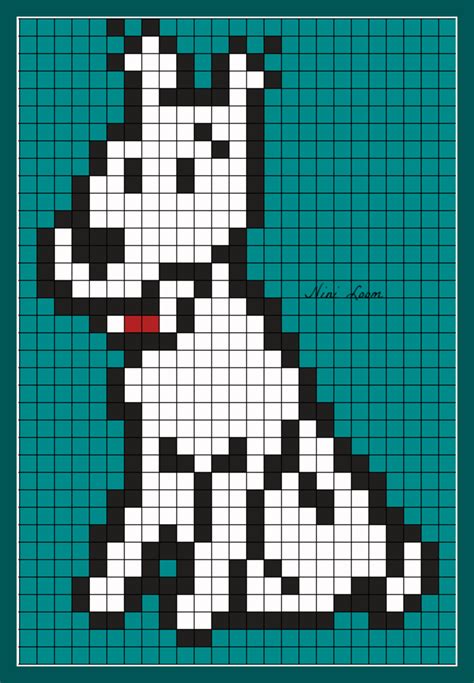 Pixel art difficile a faire : Milou Perler Bead Pattern | Dessin carreau, Dessin pixel ...