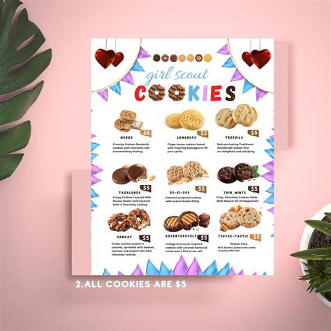 LBB Girl Scout Cookie Booth Menu Editable Canva Template Etsy