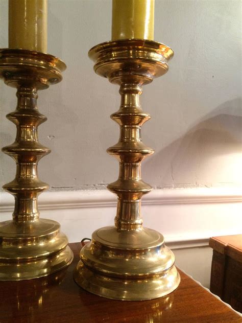 Pair Brass Candlestick Lamps For Sale At 1stdibs