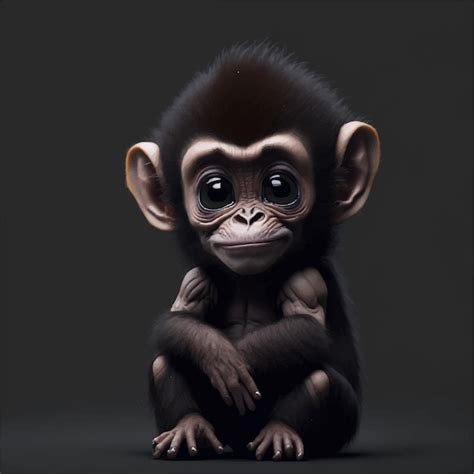 Premium Vector Cartoon Cute Baby Monkey Sitting