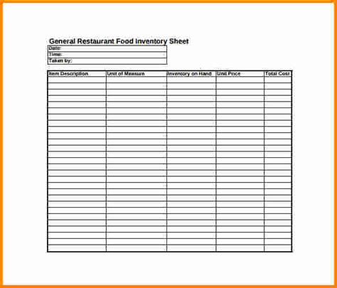 Restaurant Inventory Sheet Template Business