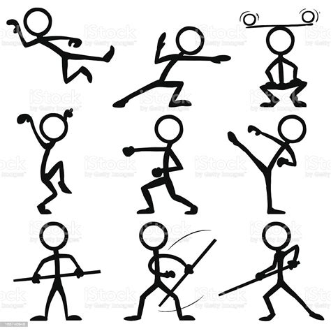Stick Figure People Kungfu Stock Vector Art And More Images