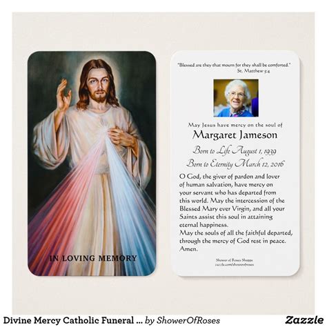 15% off with code zazpartyplan. Divine Mercy Catholic Funeral Memorial Holy Card ...